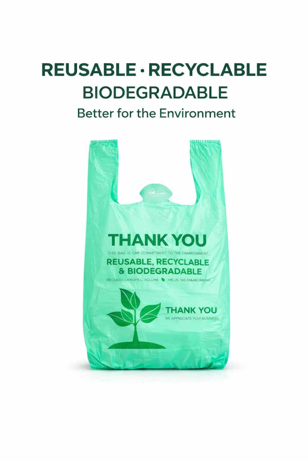Bags 1/6 Large 22 x 6.5 x 12 Biodegradable T-Shirt Plastic Grocery Shopping Bags