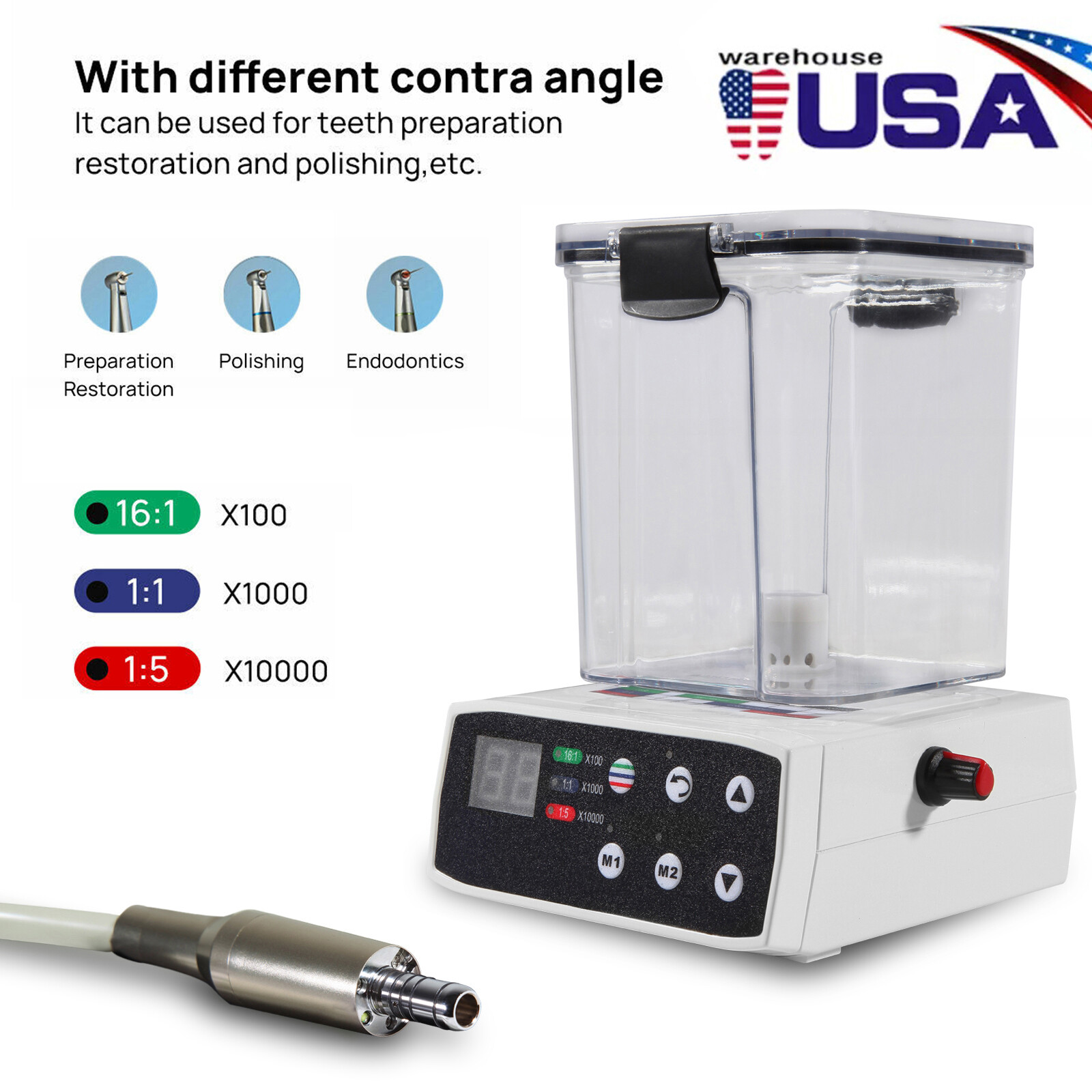 Dental Brushless LED Electric Motor 1:1/1:5/16:1 Handpiece For Lab Practice ty