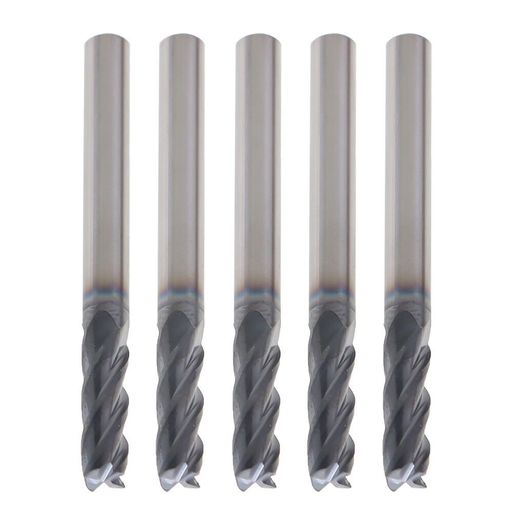 5Pcs 3/16″ 4 Flute Regular Carbide End Mill 2″ Overall Length TiALN COATED