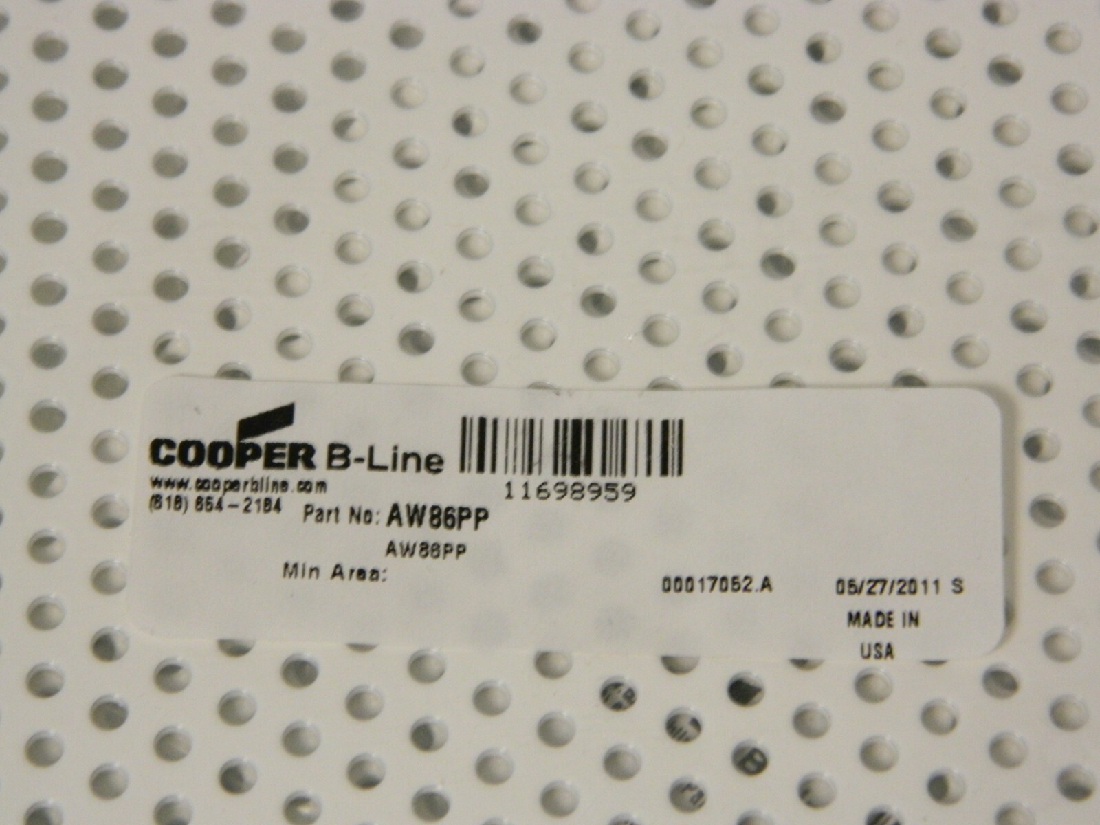 Cooper B-Line Electrical Panels 4-7/8″ W x 6-7/8″ H Powder Coat Qty 10 AW86PP