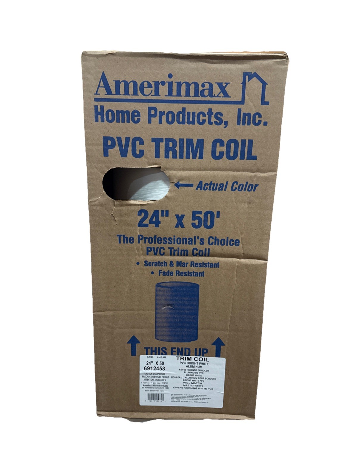 24 in. x 50 ft. Bright White Aluminum PVC Textured Coated Trim Coil