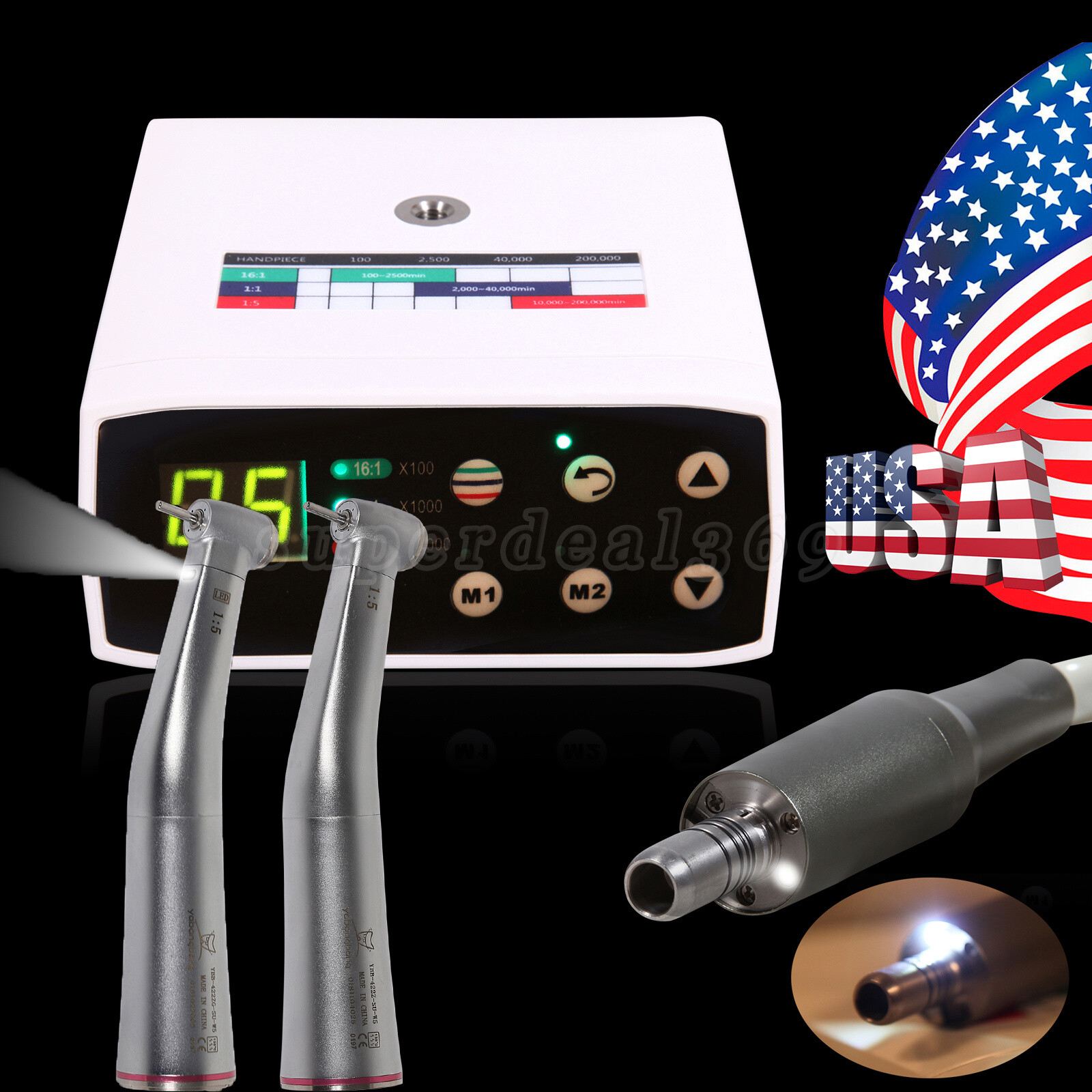 Dental NSK Style Brushless LED Electric Micro Motor/1:5 Contra Angle Handpiece Y