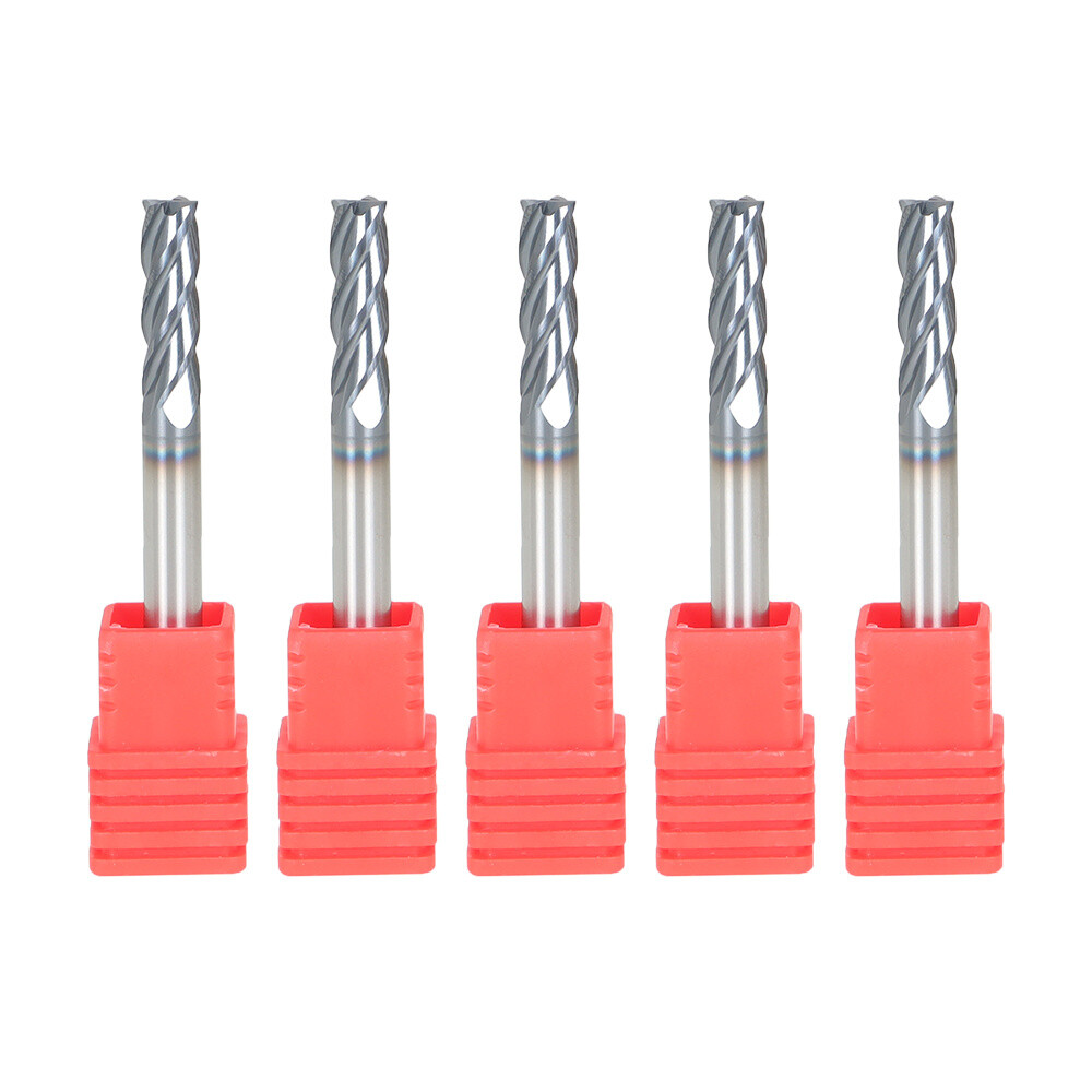 5Pcs 3/16″ 4 Flute Regular Carbide End Mill 2″ Overall Length TiALN COATED
