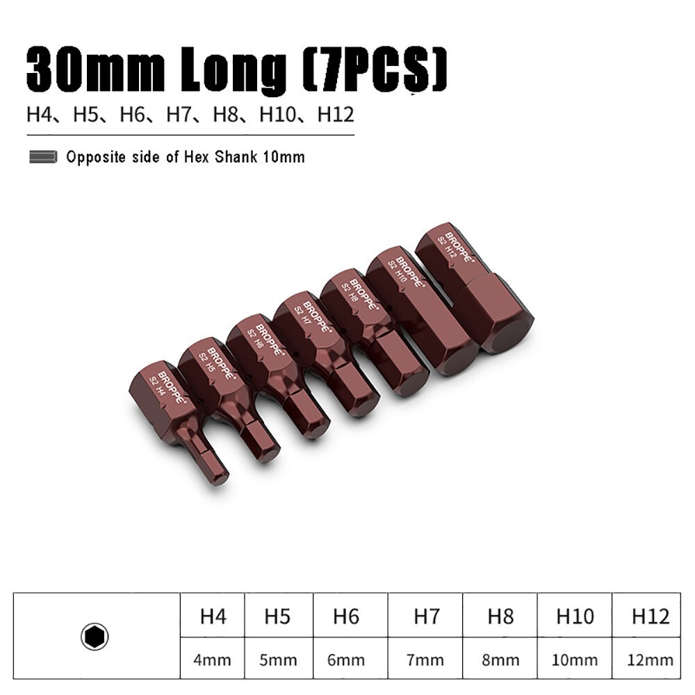 H4 H5 H6 H7 H8 H10 H12 Magnetic Impact Driver Bit 10mm Shank Hex Screwdriver Bit