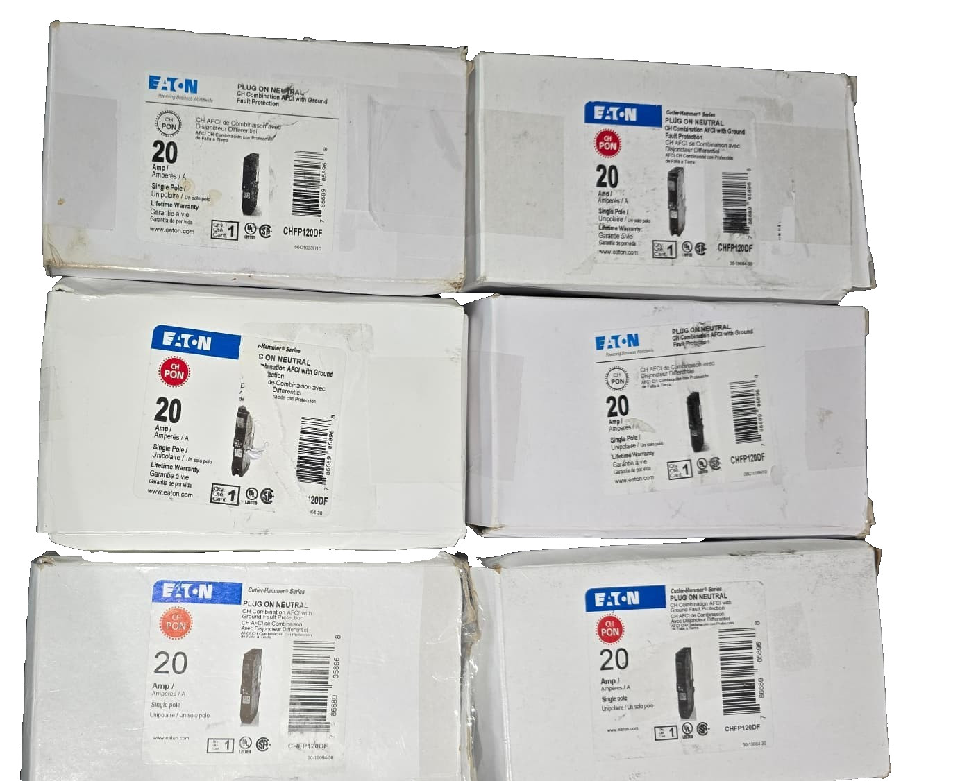 Clearance- Eaton CHFP120DF Plug-On Neutral AFCI Ground Fault Breaker 20A 120V
