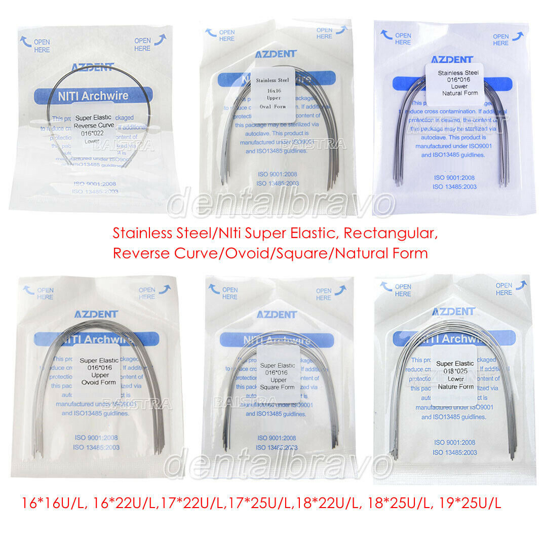 AZDENT Dental Ortho Stainless Steel/NIti Super Elastic Arch Wires Rectangular