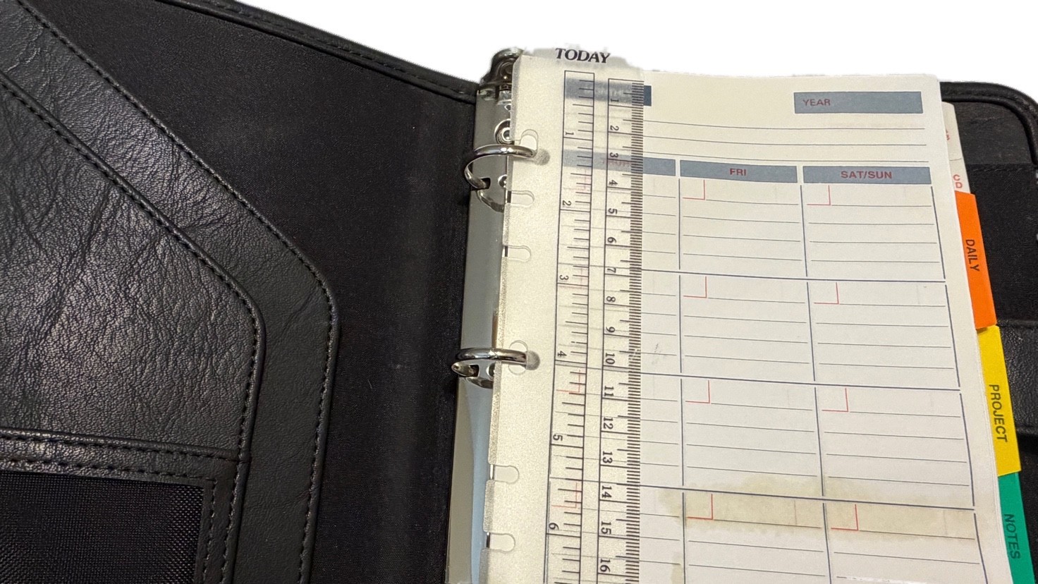United States Navy 3 Ring Planner Black Leather Gold Stitched Logo Organizer
