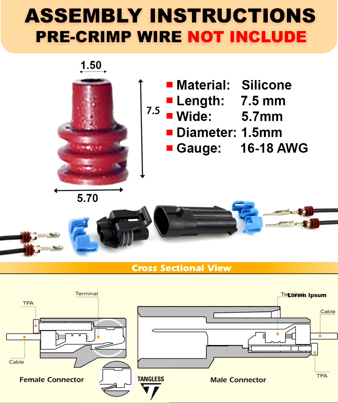504PCS Metri-Pack 150 Series 2,3,4,5,6,8,10 PIN Connector w/16-22 AWG w/Tool