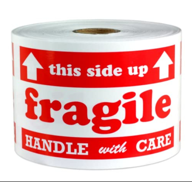 Shipping Labels- 3X5 fragile this side up 500 labels per roll, 1-16 Rolls