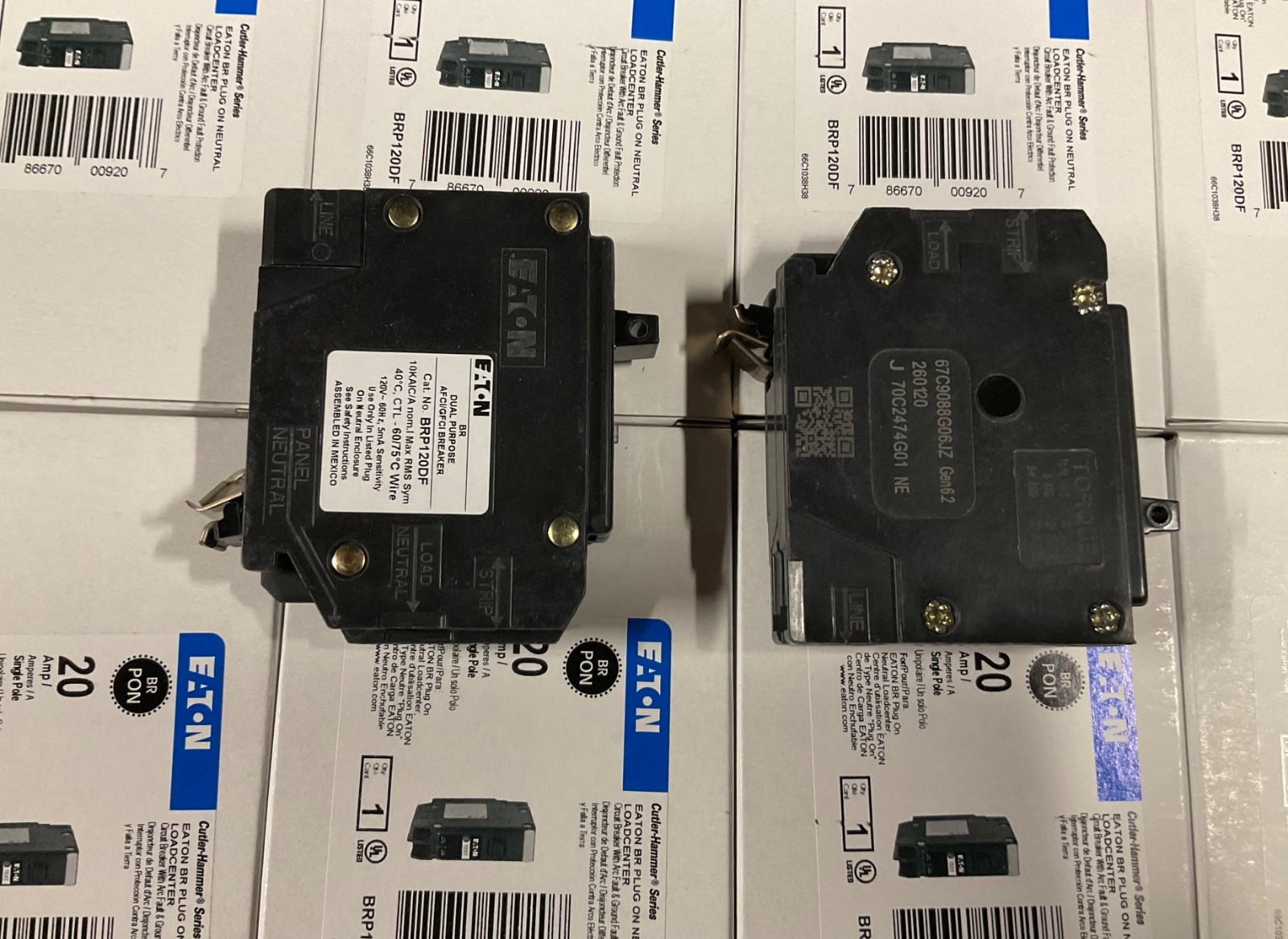 10PCS CUTLER HAMMER EATON BRP120DF 20A AFCI/GFCI PLUG ON NEUTRAL NEW IN BOX