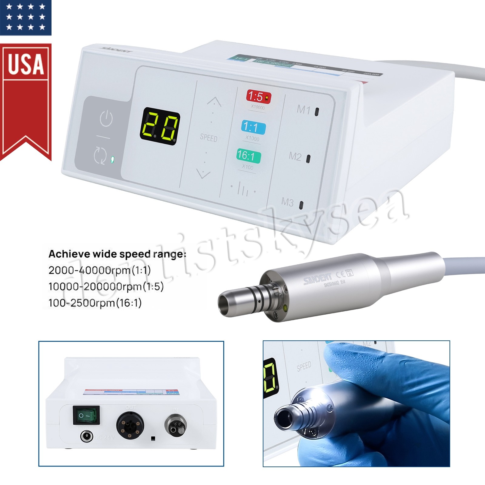 SANDENT Brushless LED Electric Micro Motor/1:5 Increasing Fiber Handpiece