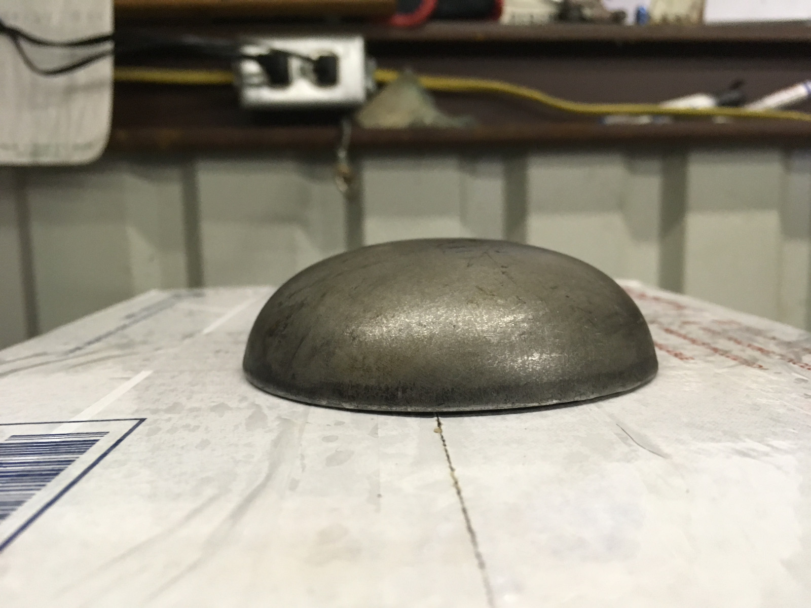 Pipe Caps: steel, domed, weld on size 3-1/2 inch Outside Diameter. Lot of 20