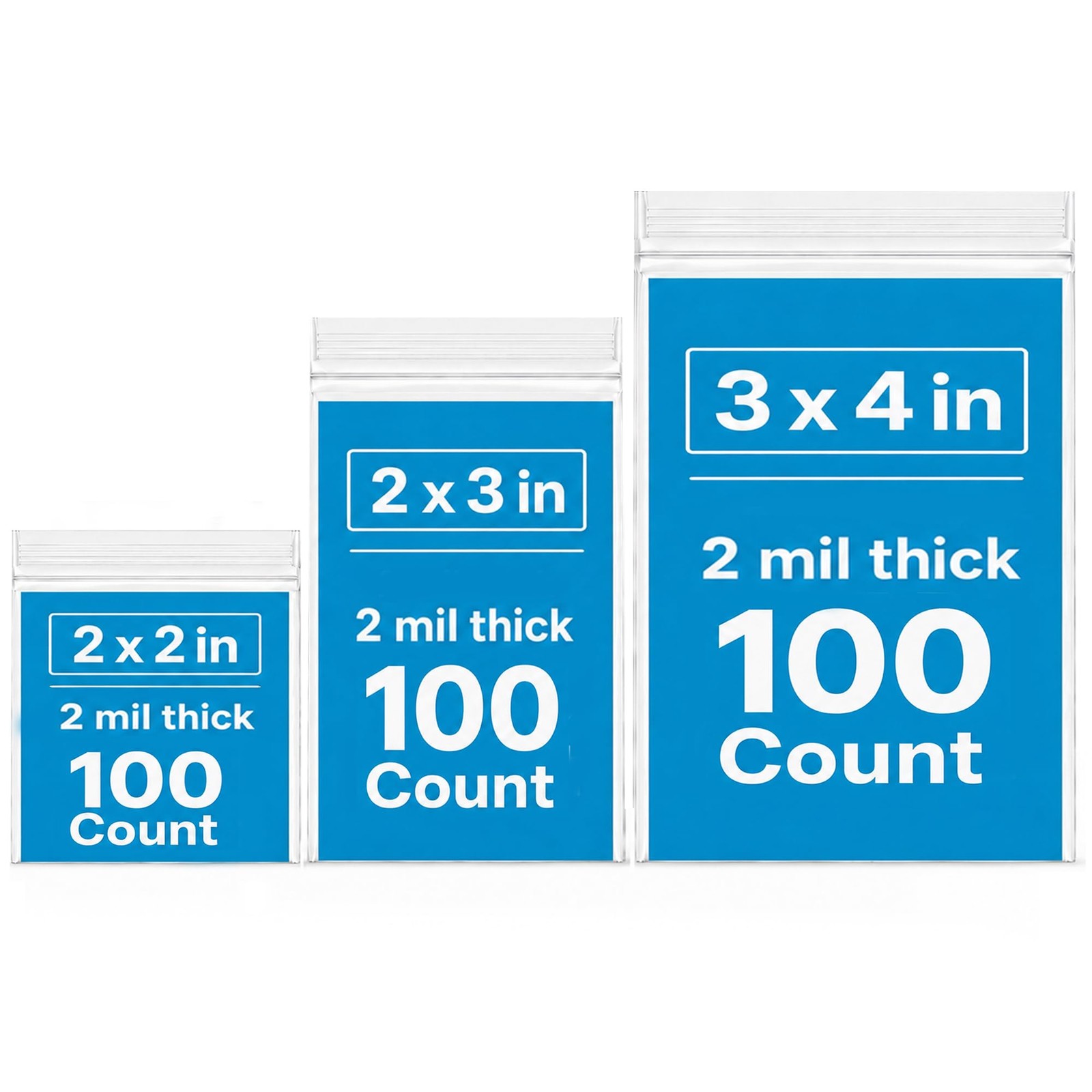 Small Plastic Bags, 300 PCS Mini Baggies 3 Assorted Sizes 2×2 2×3 3×4 Inch. M…