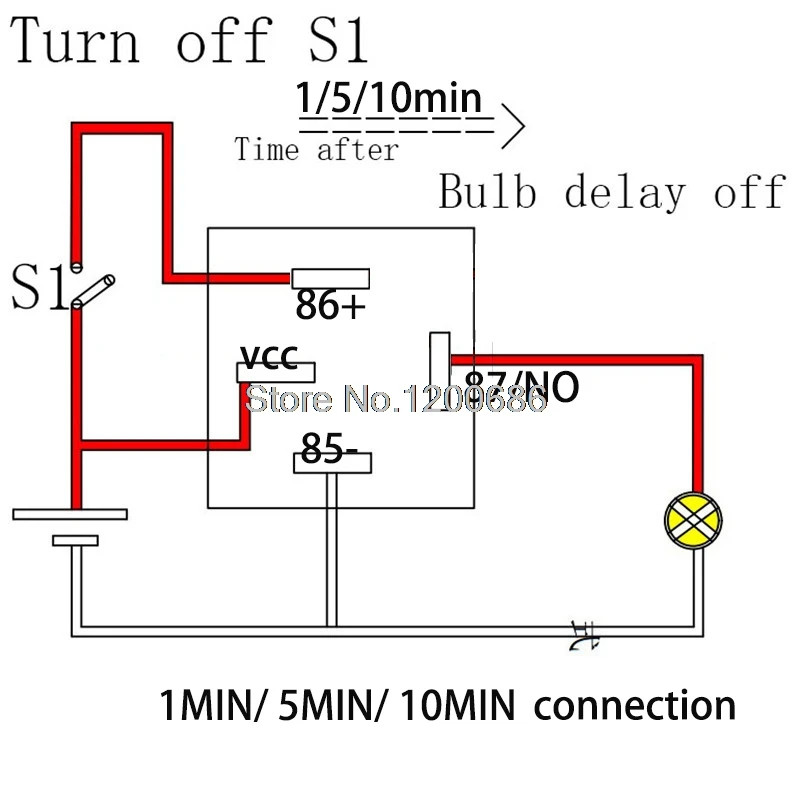 Time Delay Relay 12V Automotive Automatic 10S 1MIN 5MIN 10MIN Switch Turn Off