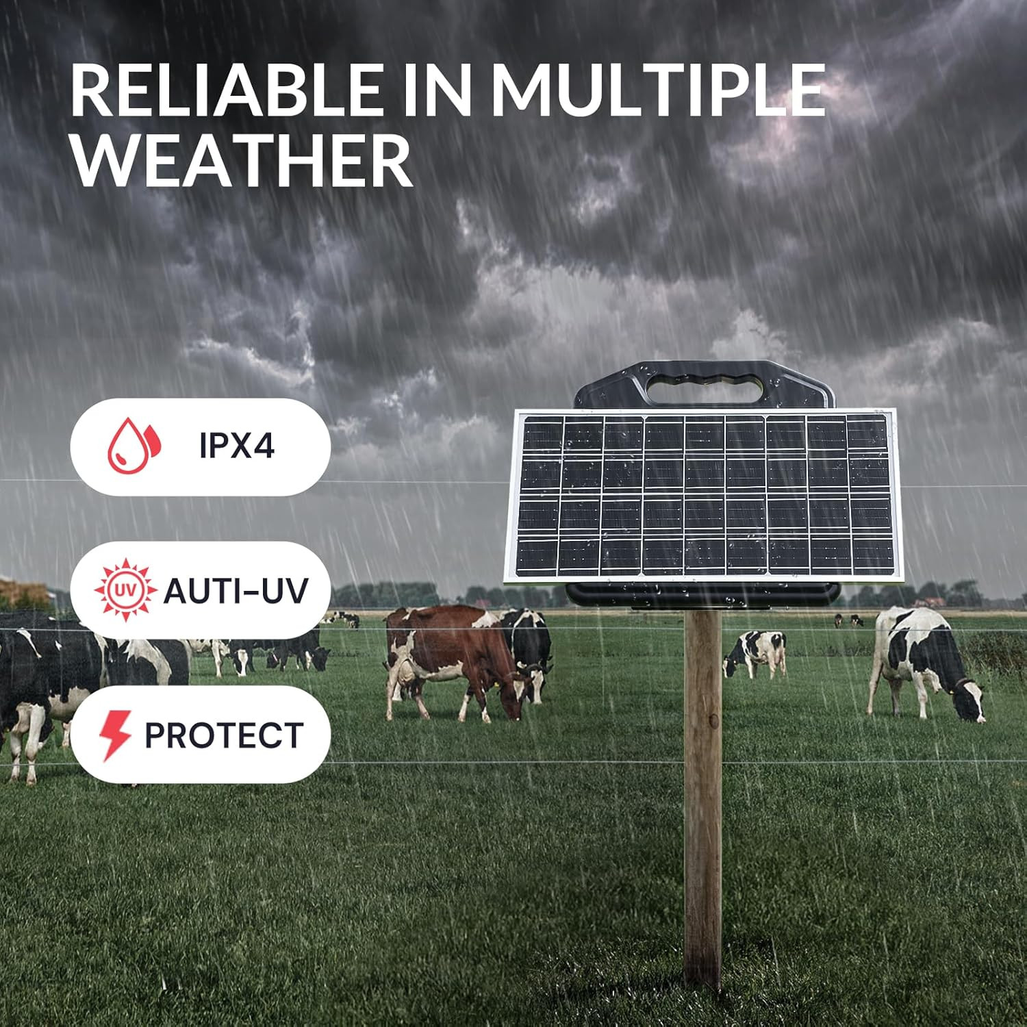 S2500 2.2 Joule Solar Fence Charger, 60 Miles Solar Electric Fence Charger for
