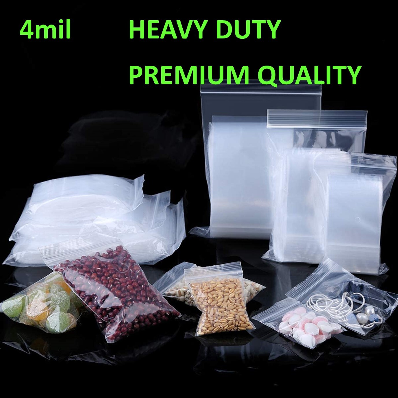 Clear Reclosable Zip Seal Bag Plastic 4 Mil Lock Bags Jewelry Zipper Baggie 4Mil