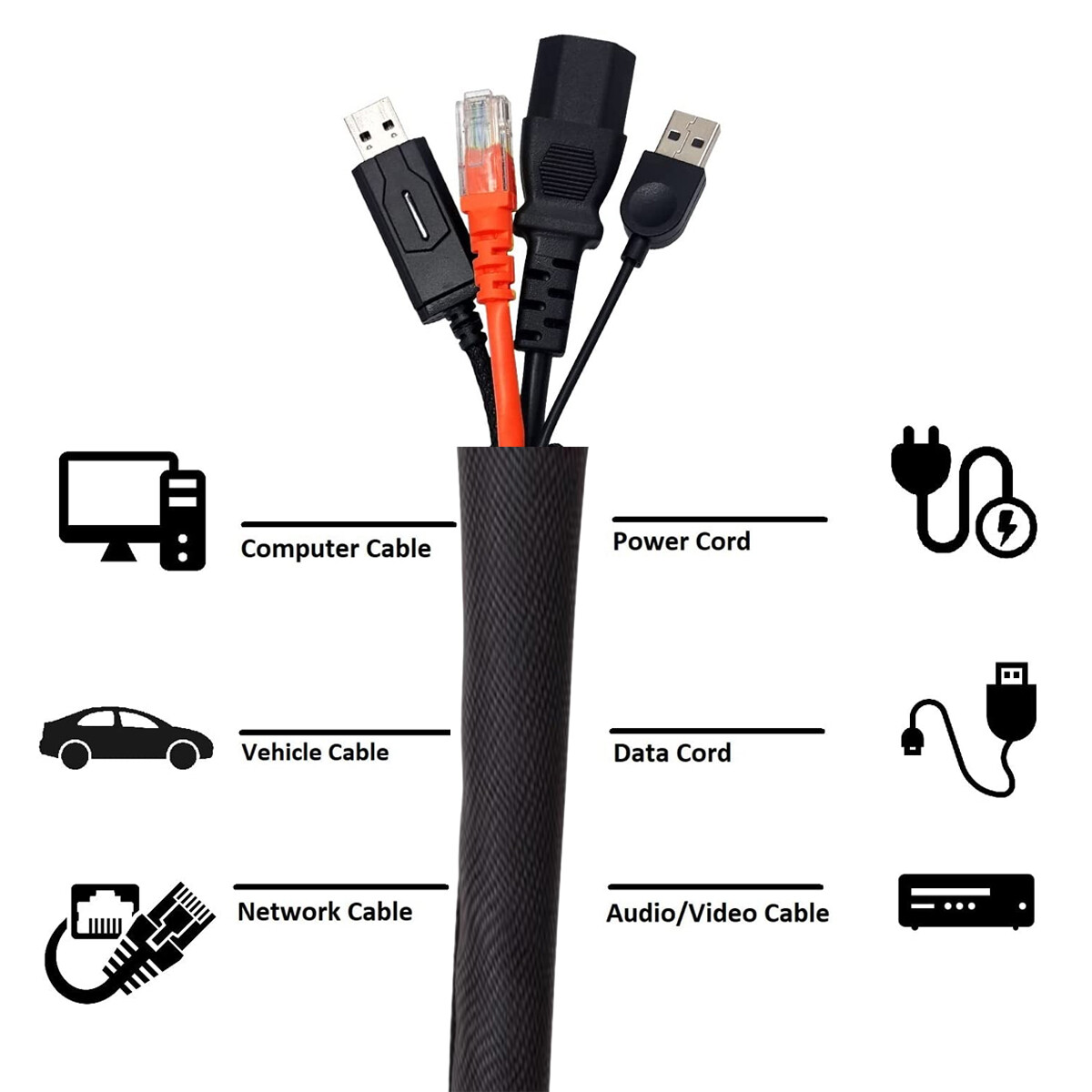 Braided Split-Sleeve Wire Loom for High-Temperature Automotive Harness Wrapping