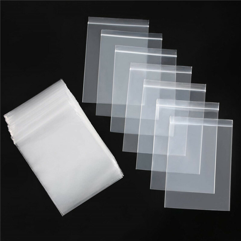 Lot of 100pcs Clear Reclosable Zip lock Plastic Bags 2-MIL Poly Zipper Baggies