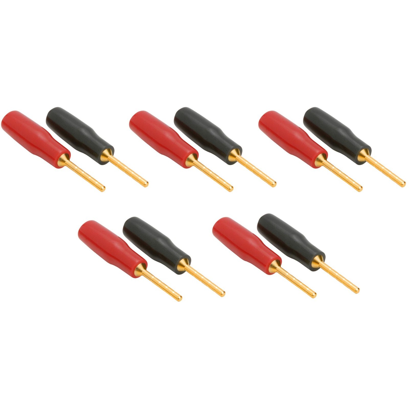 5-Pair Gold 12 AWG Speaker Pin Connectors Red and Black with Set Screws