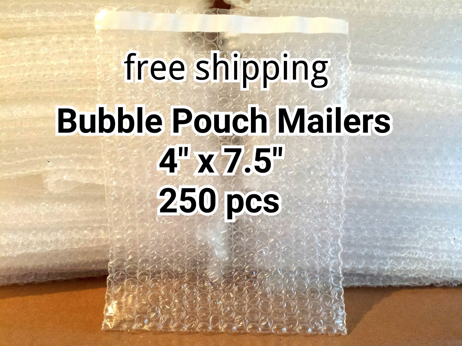 Lots of 250 4″ x 7.5″ BUBBLE OUT BAGS POUCHES SELF SEAL MAILERS BAGS FREE SHIP!!