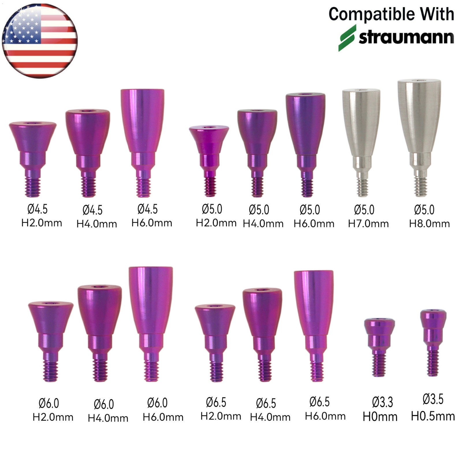 US Dental Healing Abutment fit ITI Straumann Bone Level Closure Caps NC/RC