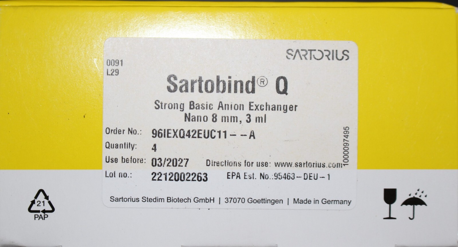 Satarius Sartobind Q Strong Basic Anion Exchanger Nano 8 mm bed height 3 ml