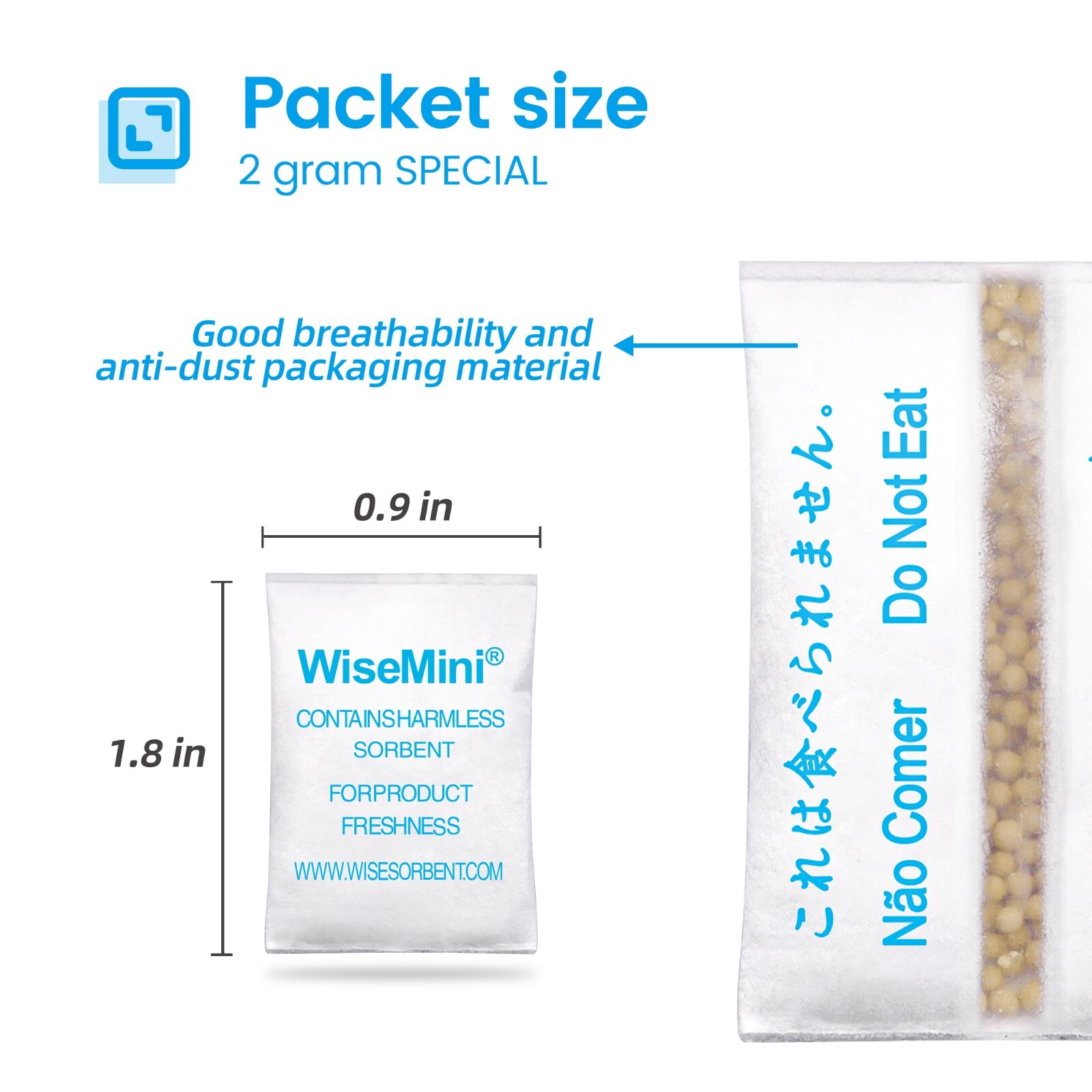 2 Gram Molecular Sieve Packets, 100 Pack Tyvek Dessicant Packets Food Grade