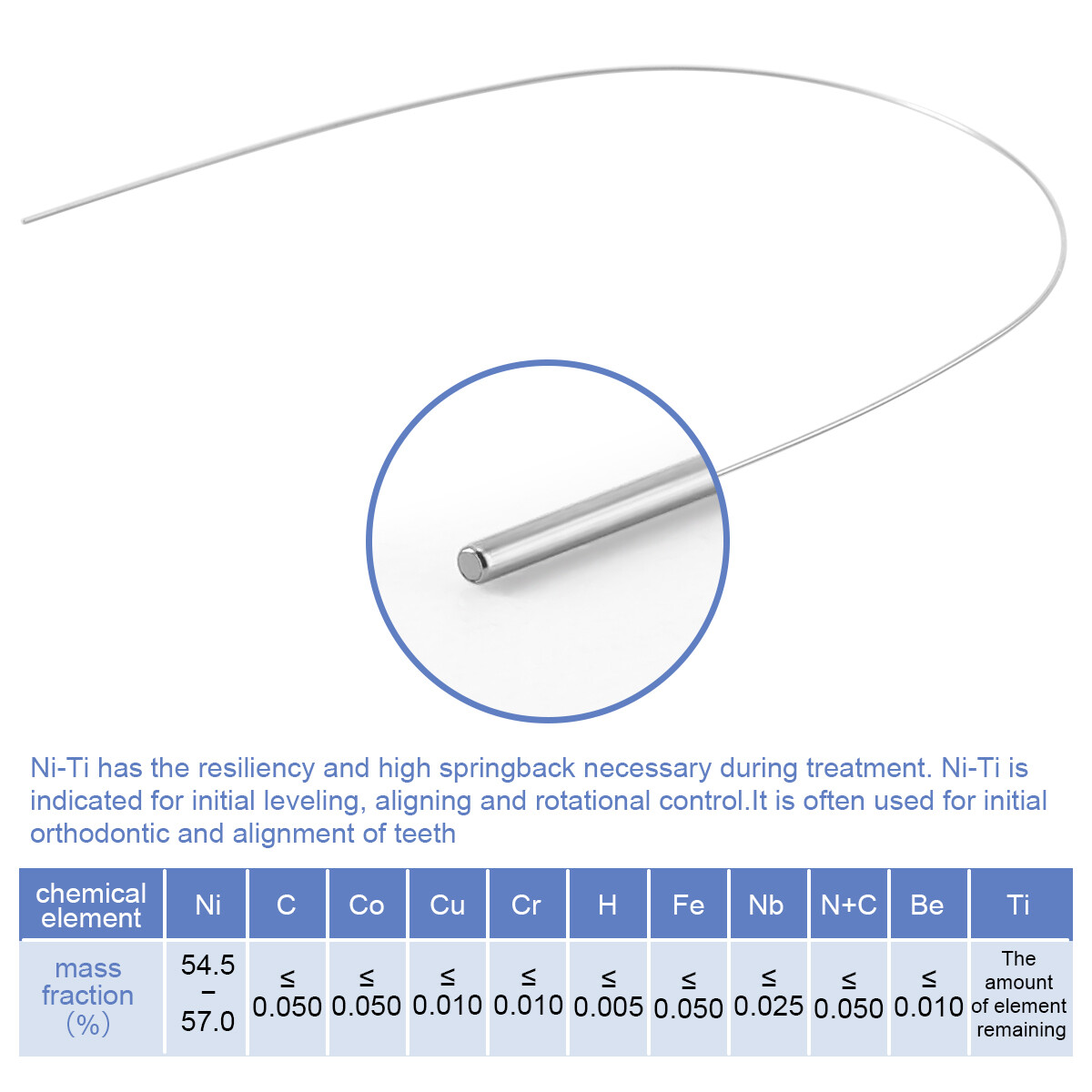 AZDENT Dental Orthodontic Super Elastic Niti Arch Wire Round Natural Nature Form