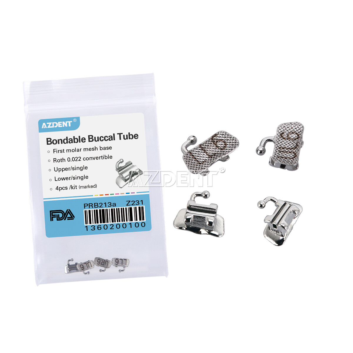 AZDENT Dental Orthodontic Buccal Tube 1st Molar Roth .022″ Bondable Convertible