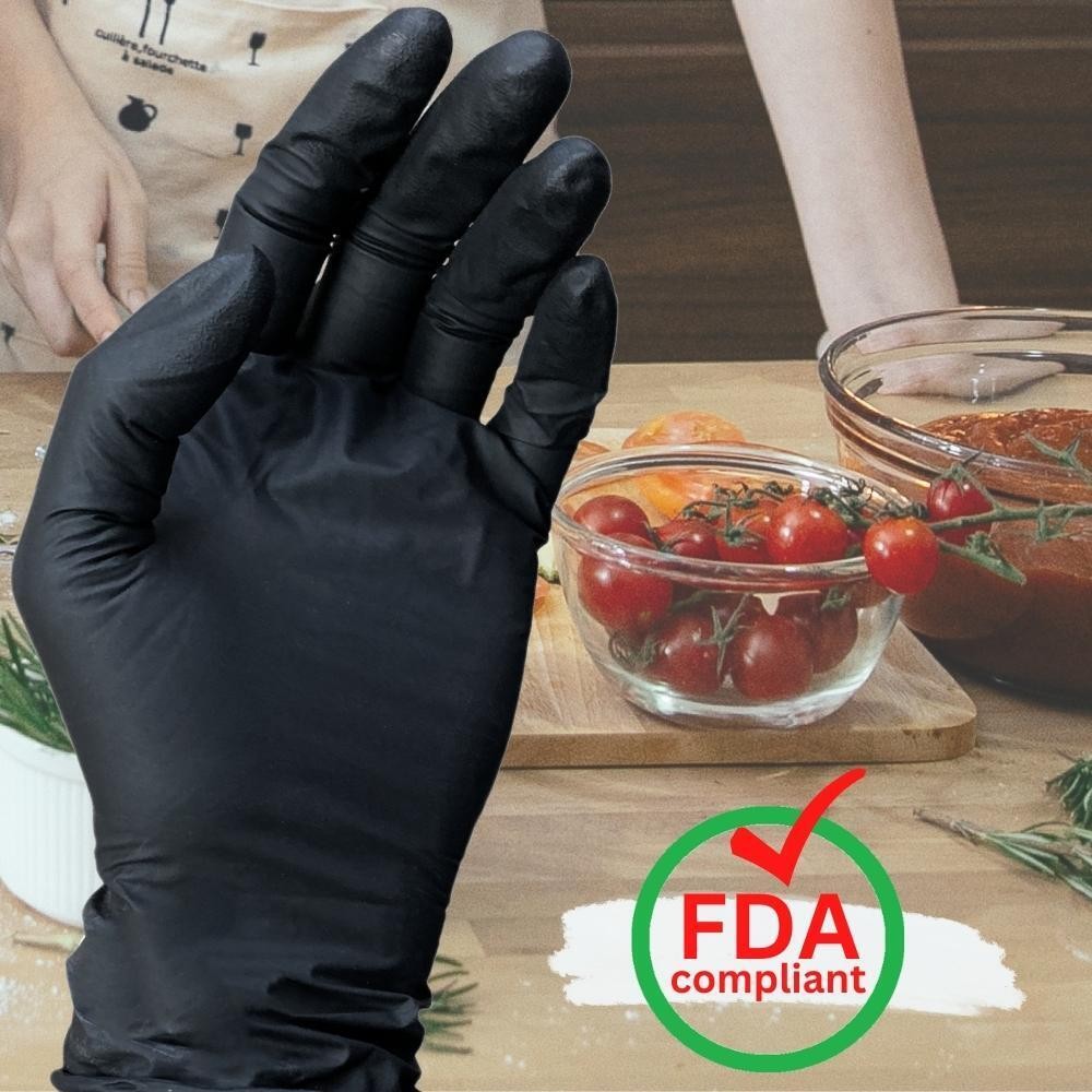 36000 Pieces Finger Textured Black Nitrile Powder Free Gloves XSmall 5 Mil
