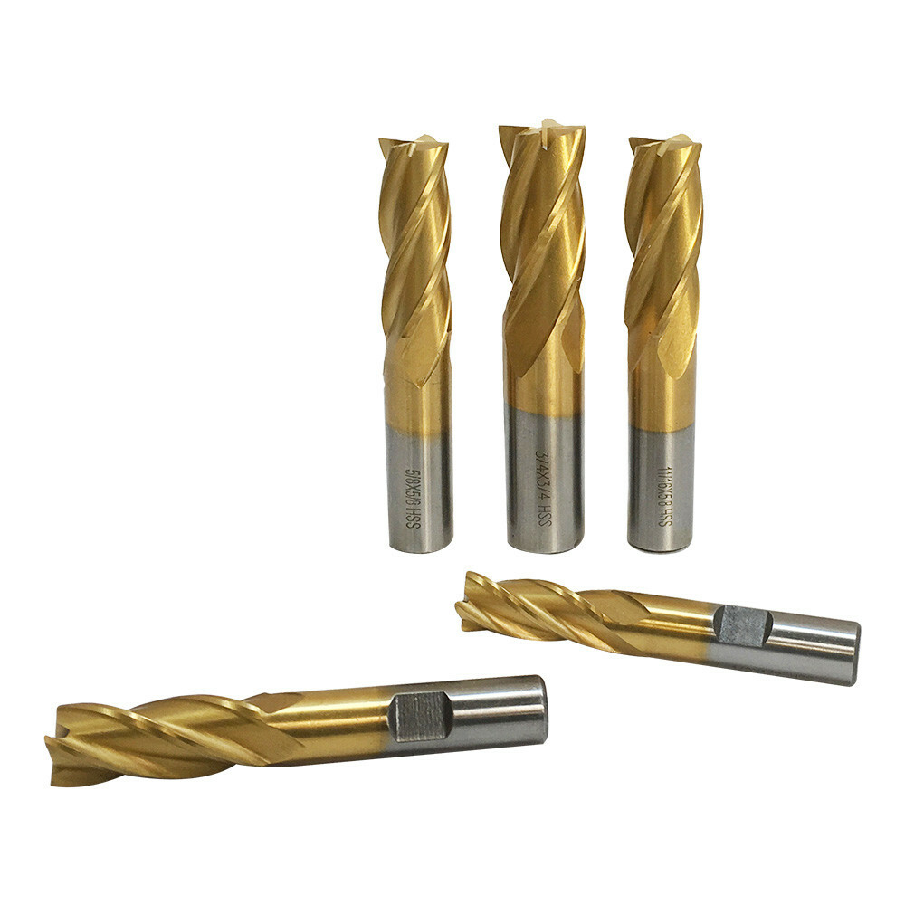 20 Pc HSS Tin Coated End Mill Set 4 & 2 Flute 3/8” – 3/4” Milling Drilling