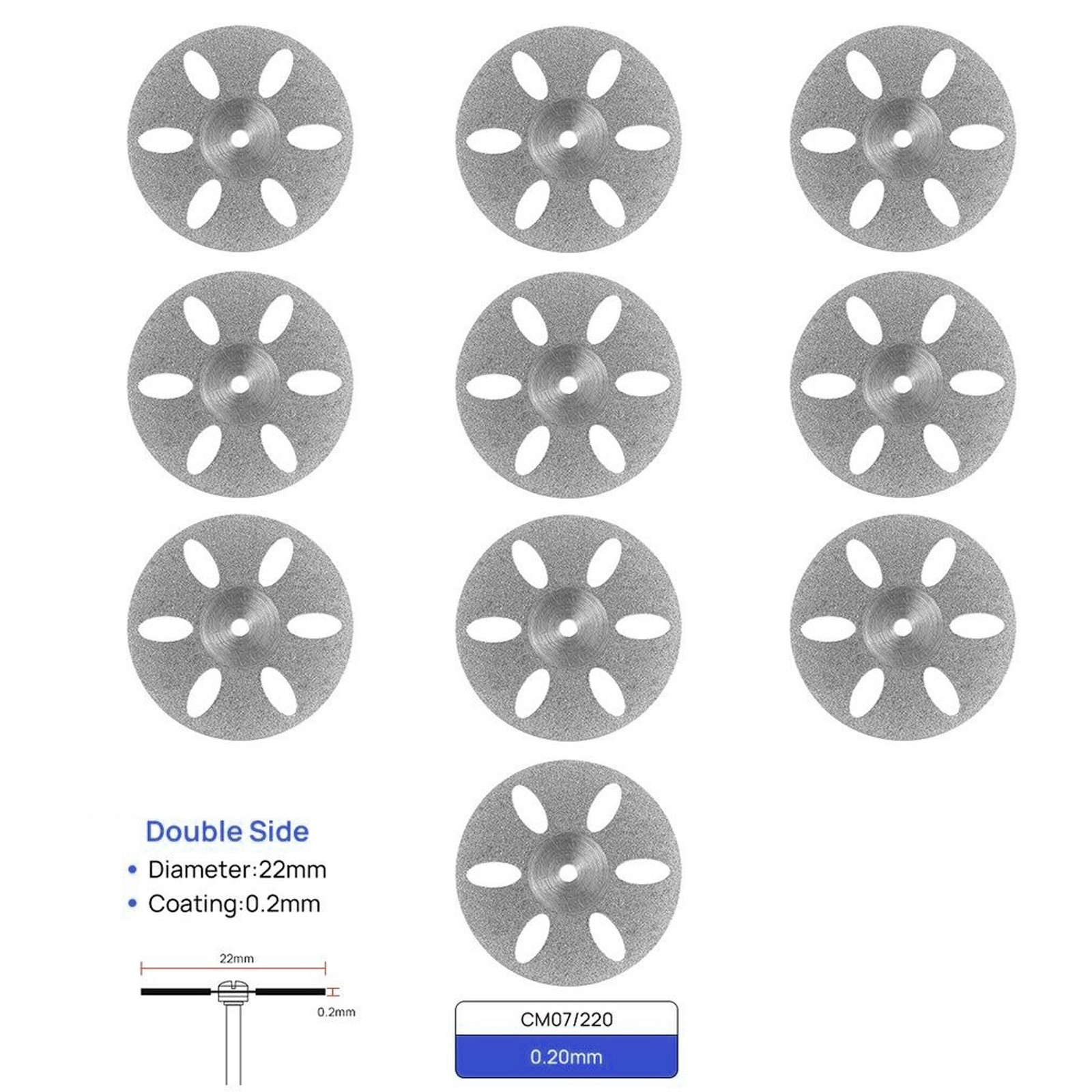 Dental Lab Diamond Wheel Disc Ultra-thin Double Side Grit Disk Cutting Tool 22mm