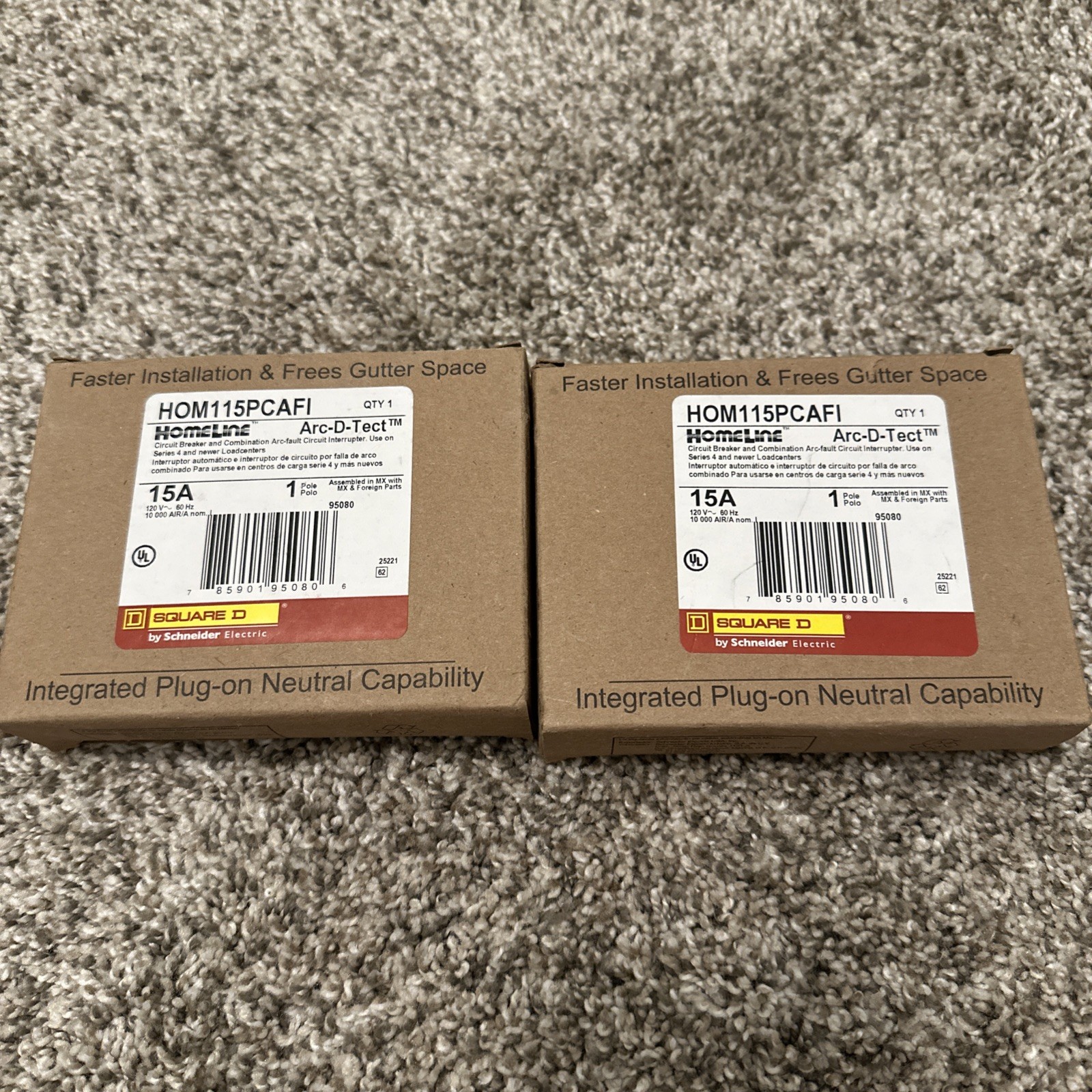 (2) HOM115PCAFI Square D 15 Amp Combination Arc Fault CAFI New