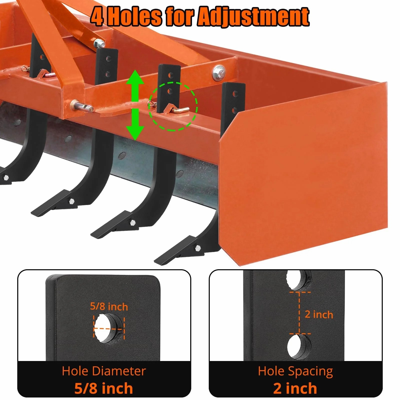 1PC Tractor Box Blade 16″ Adjustable Ripper Shanks Anti-Rust Coating For Plowing
