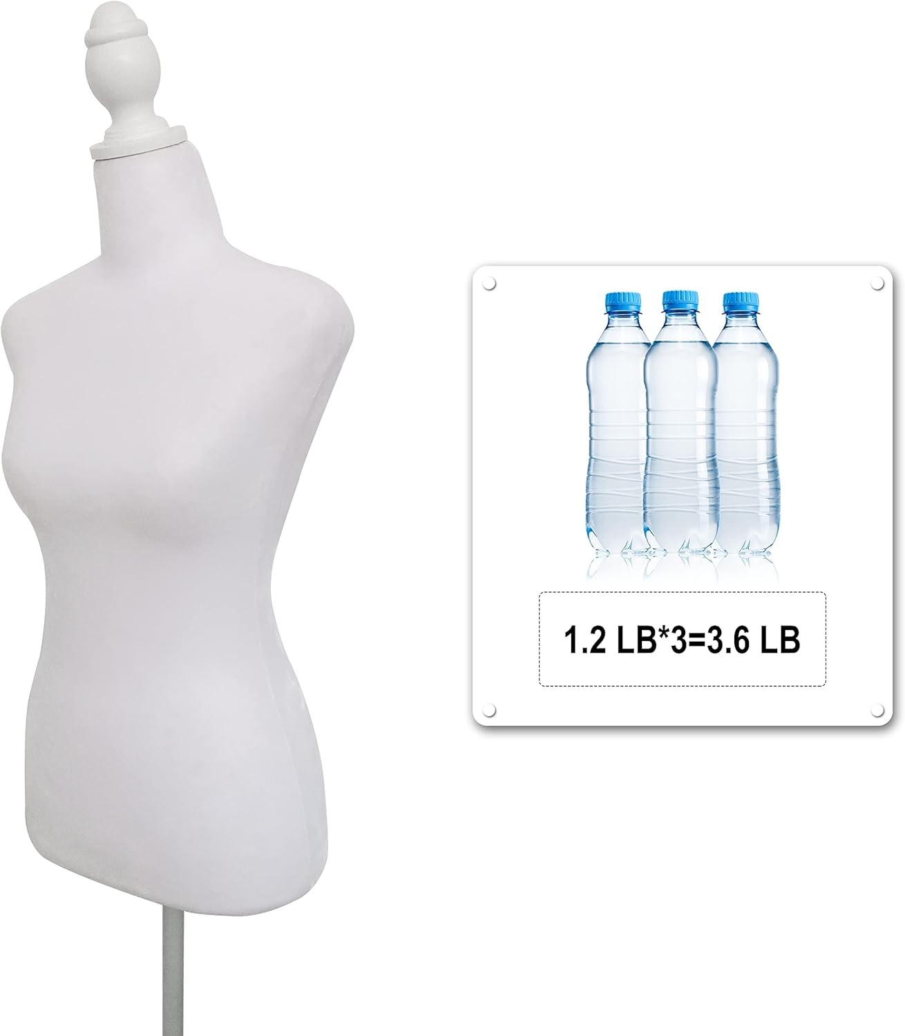 White Female Dress Form Mannequin Torso Body with Adjustable Tripod Stand Show