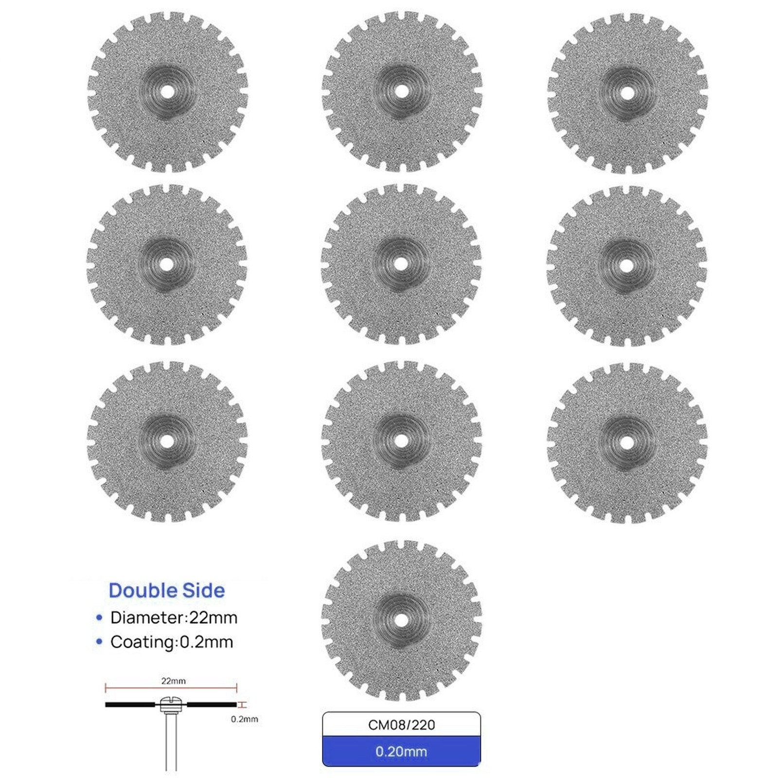 Dental Lab Diamond Wheel Disc Ultra-thin Double Side Grit Disk Cutting Tool 22mm