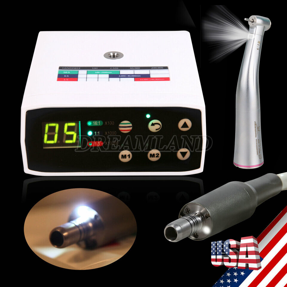 NSK Style Dental Brushless LED Electric Micro Motor/1:5 Fiber Optic Contra Angle