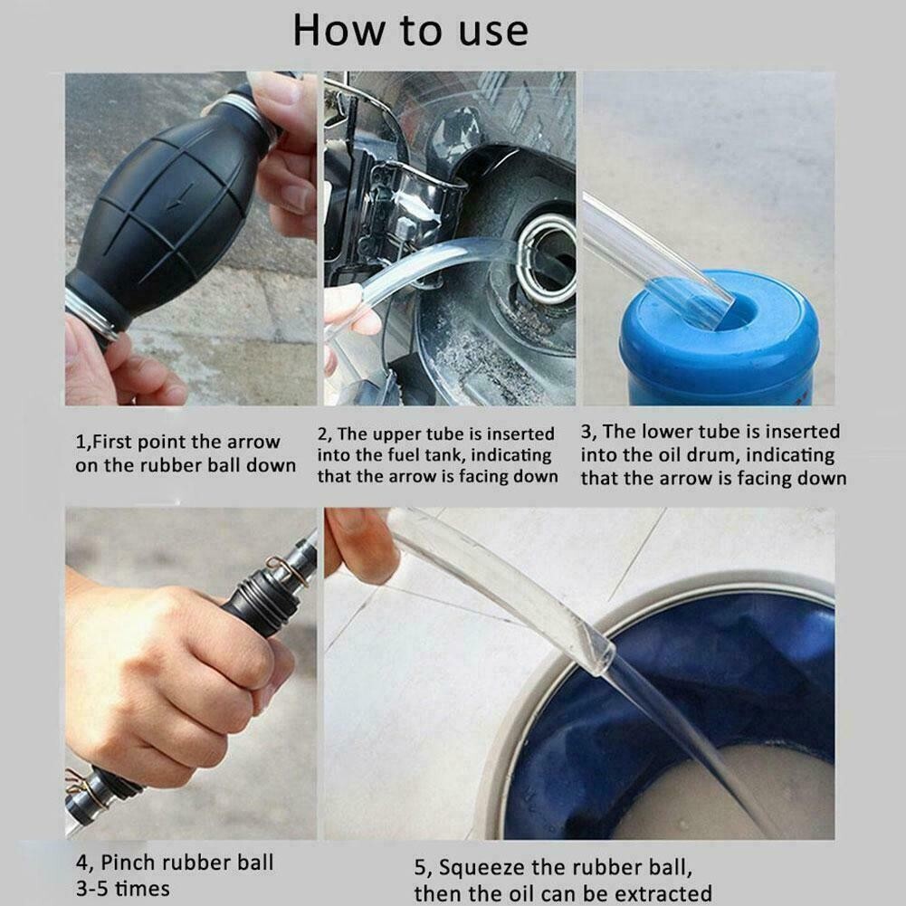 10FT Car Fuel Tank Sucker Oil Transfer Car Fuel Pump Petrol Diesel Liquid Manual