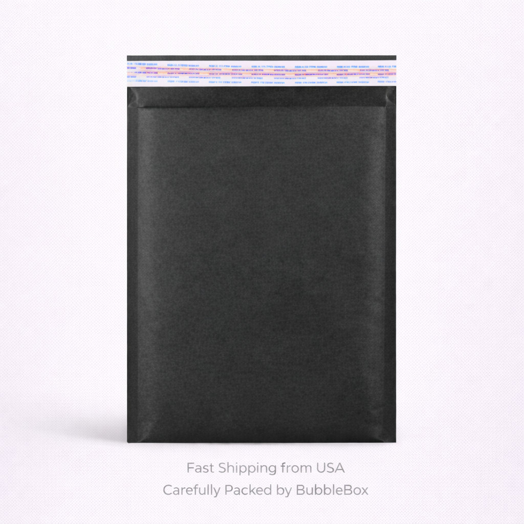Kraft-Air Black Kraft Paper Bubble Mailers 6.5×10 (Inside 6.5×9) Peel & Seal