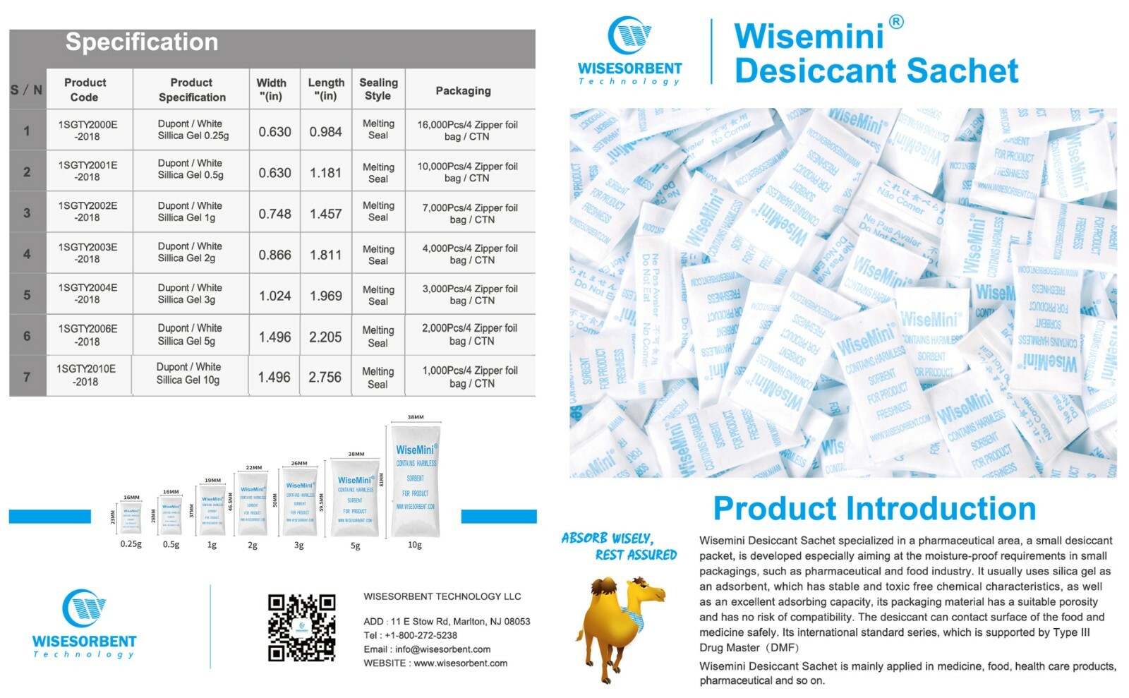 1 Gram 6000 Pack Silica Gel Packets Tyvek Dessicant Packets Food Grade