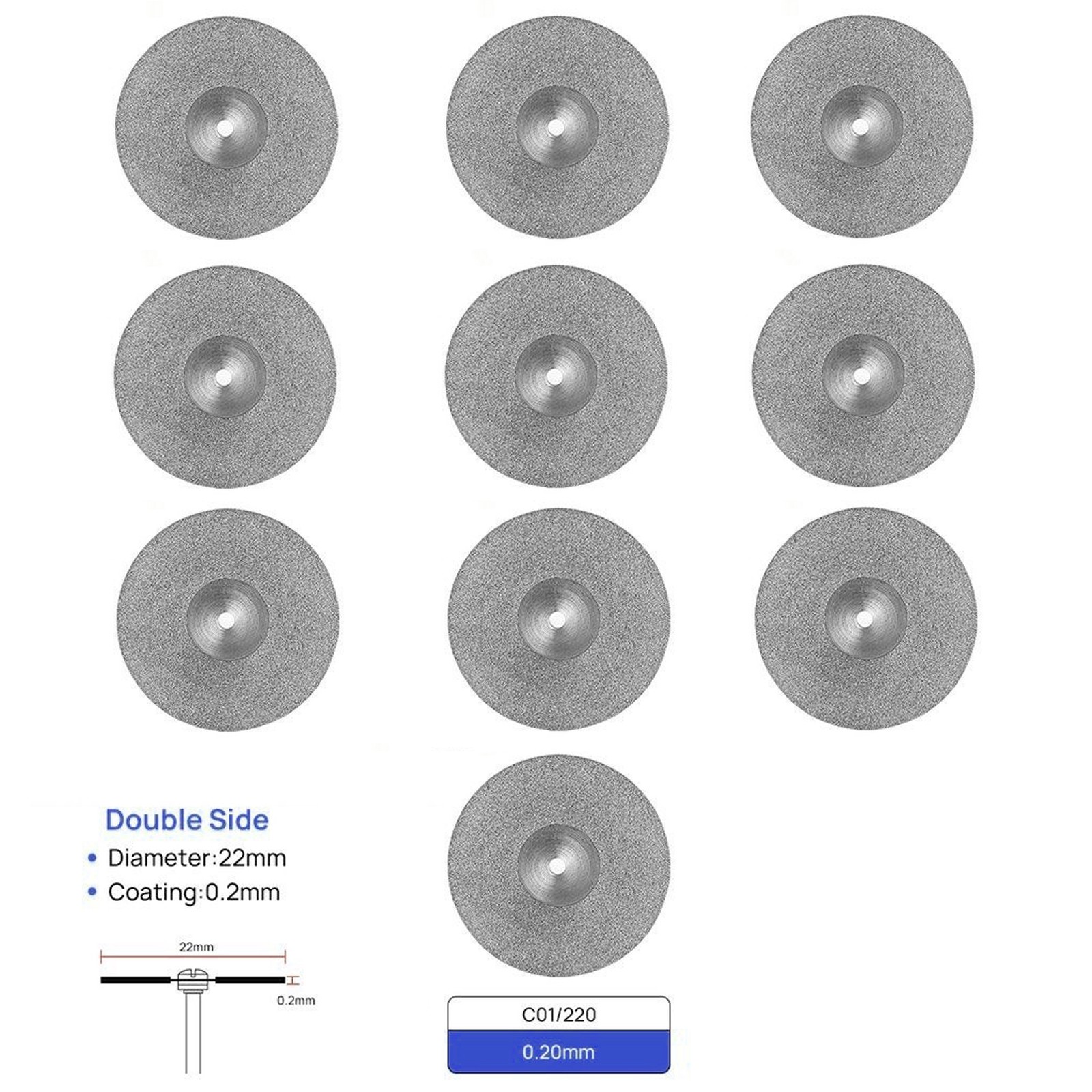 Dental Lab Diamond Wheel Disc Ultra-thin Double Side Grit Disk Cutting Tool 22mm