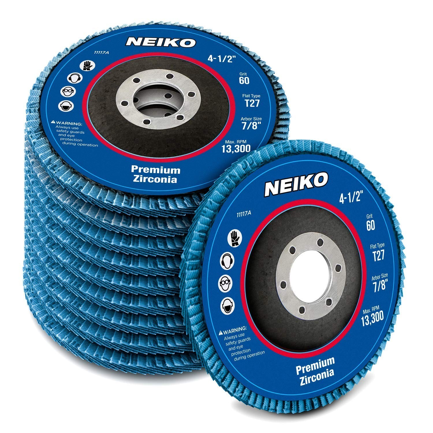 11118A 10 Pack Zirconia Flap Discs 4-1/2 for Angle Grinder, 80 Grit Flapper Whee