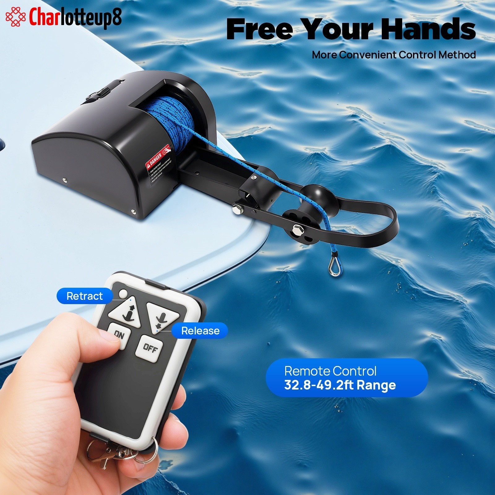 35lbs 12V Heavy Duty Boat Electric Anchor Winch with Wireless Remote Control