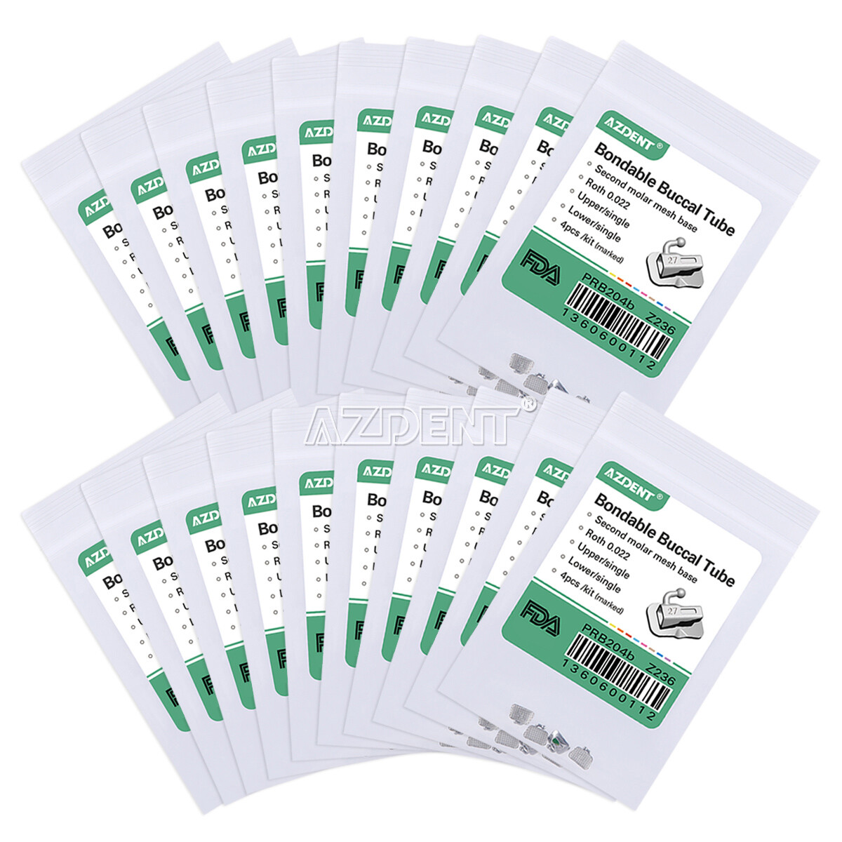 AZDENT Dental Orthodontic Bondable Buccal Tubes MBT/Roth 022 1st Molar Non-Conv