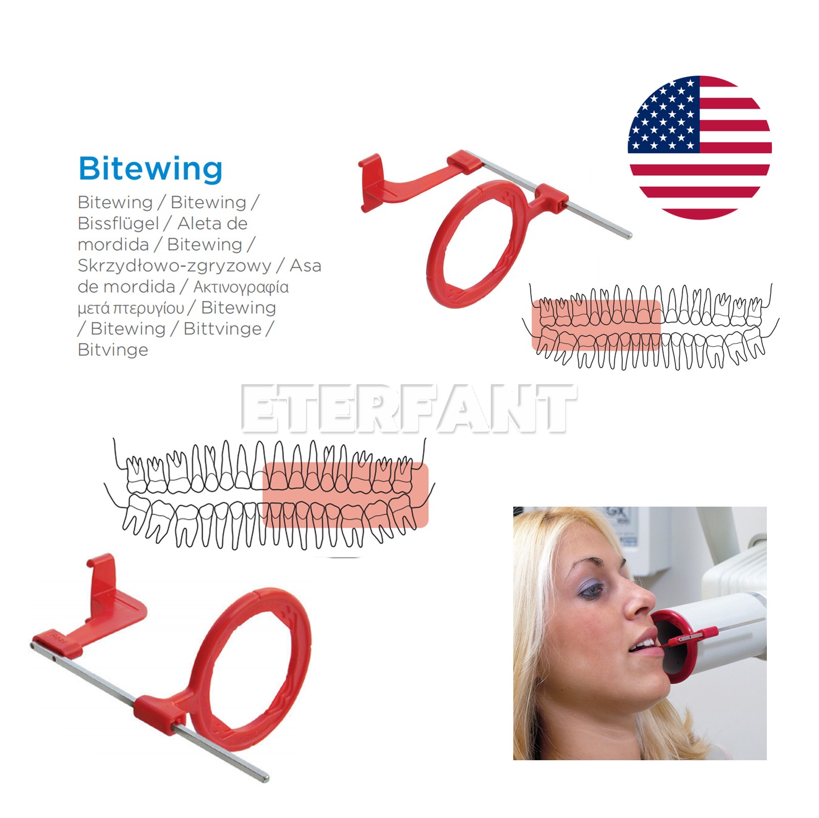 5PCS Dental X-Ray XCP-DS Fit Anterior/Bite wing/Posterior/Endodontic Arm Kit