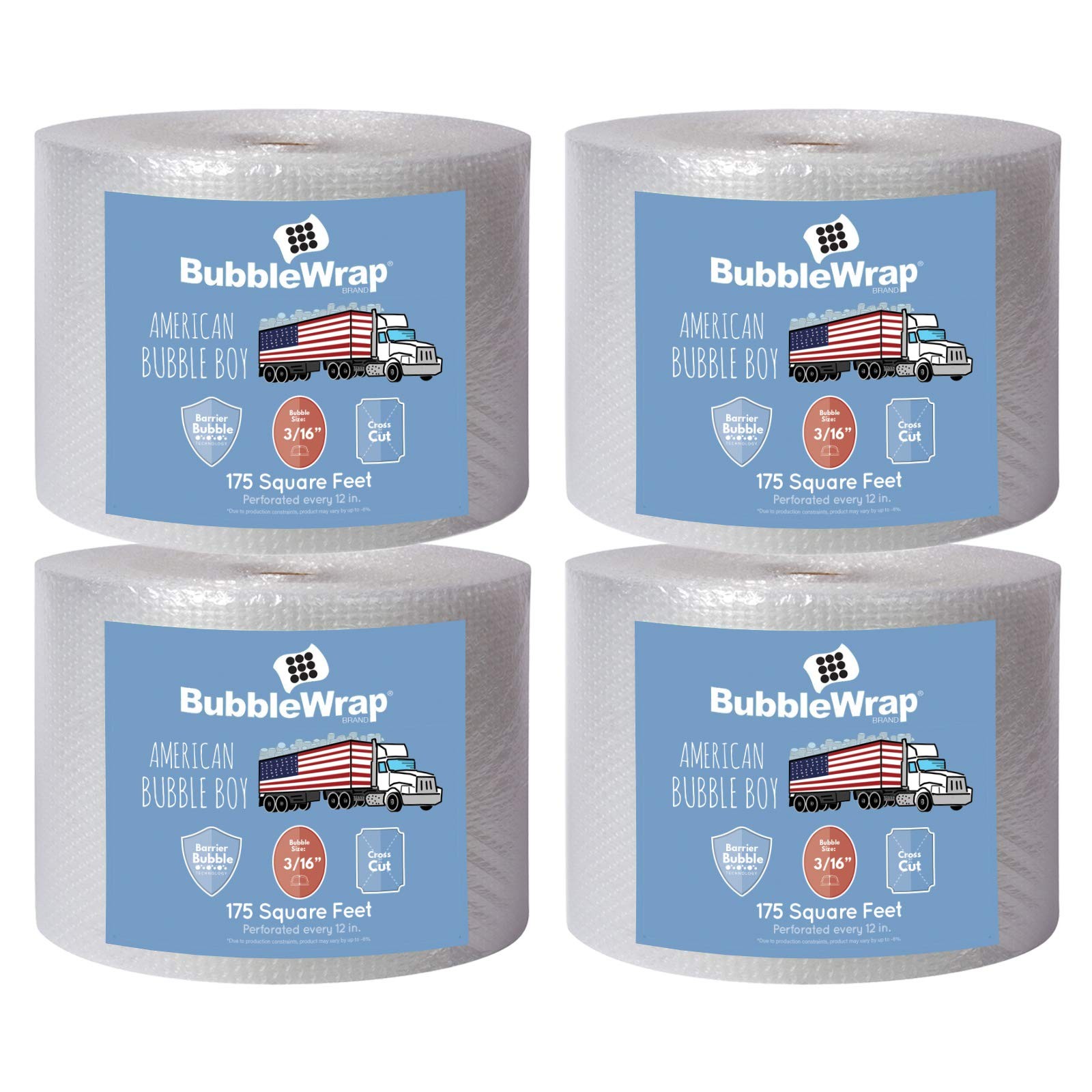 4 large rolls of Bubble Wrap total 700 feet, small bubbles 3/16 cushioning, 7…