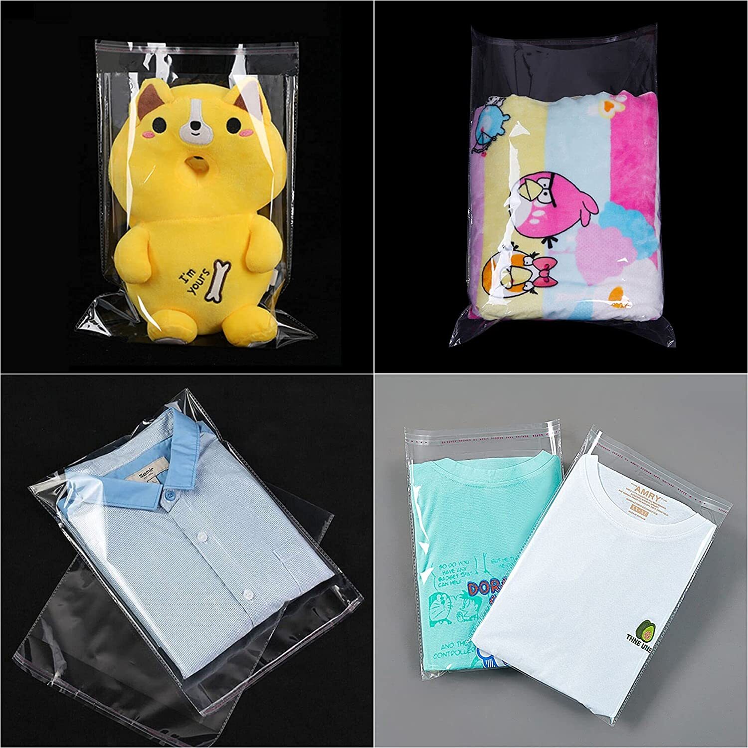 100-1000 Clear Poly Bags OPP Cellophane Plastic Cello Bag Self Adhesive Any Size