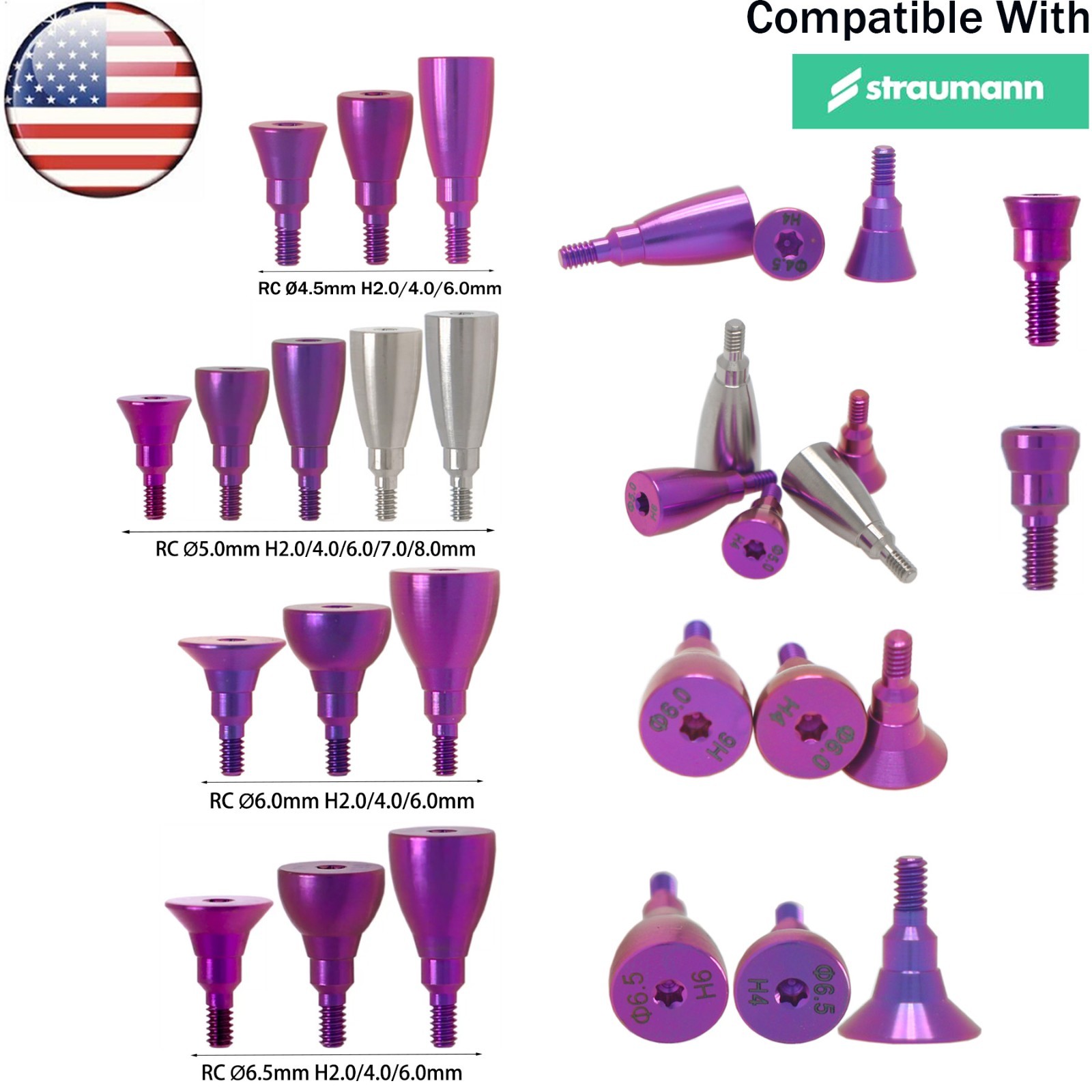US Dental Healing Abutment NC/RC Closure Caps Compatible Straumann ITI BL/BLT
