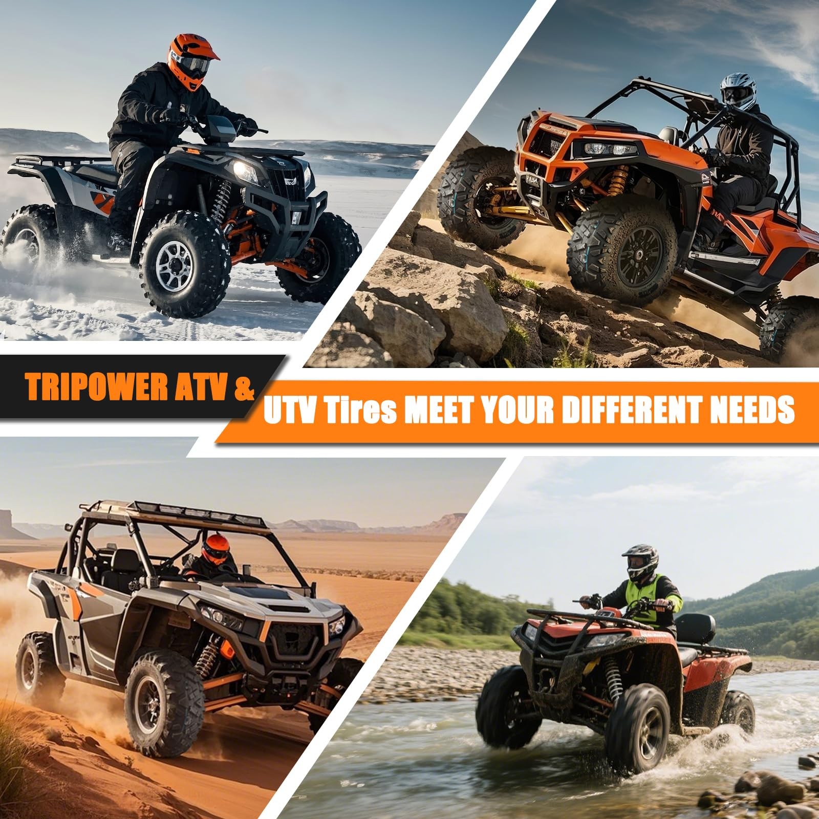 ATV UTV Tires 26×9-14 26×11-14 6-Ply All Terrain Tubeless Off-Road Set of 4