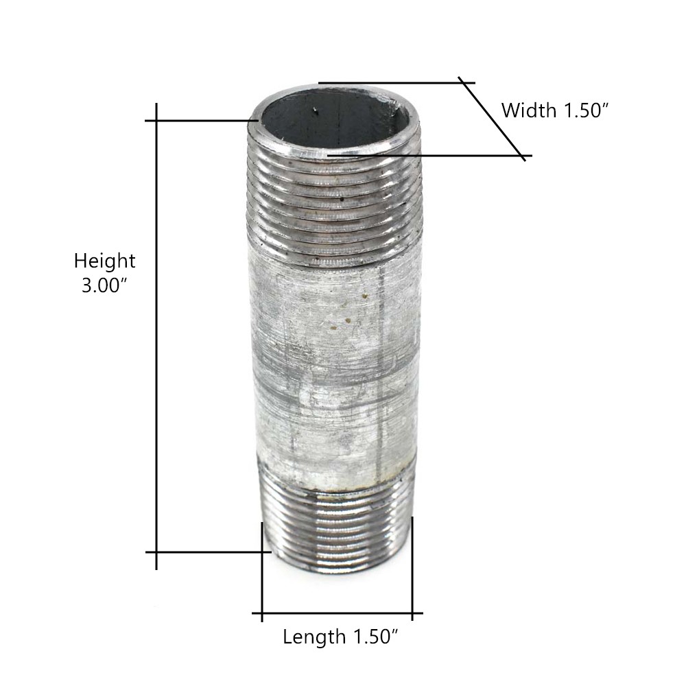 Thrifco 5220083 1-1/2 Inch x 3 Inch Galvanized Steel Nipple